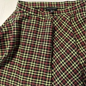 Current Mood Green/Pink Plaid Skirt